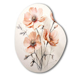 Peach Beige Minimalism Flower - Asymmetric Metal Wall Art