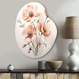 Peach Beige Minimalism Flower - Asymmetric Metal Wall Art