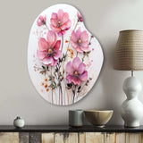 Pink Minimalism Pink Flower - Asymmetric Metal Wall Art