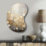 Minimalism Yellow White Flower Collage I - Asymmetric Metal Wall Art