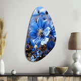 Blue Flower Cobalt Delight - Asymmetric Metal Wall Art