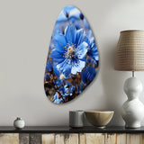 Blue Flower Cobalt Delight - Asymmetric Metal Wall Art