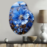 Blue Flower Cobalt Delight - Asymmetric Metal Wall Art