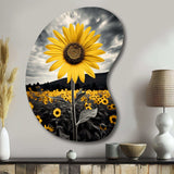 Yellow Brown Sunflower Field Emergent Sunflower II - Asymmetric Metal Wall Art