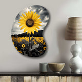 Yellow Brown Sunflower Field Emergent Sunflower II - Asymmetric Metal Wall Art