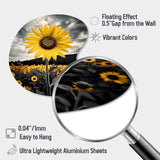 Yellow Brown Sunflower Field Emergent Sunflower II - Asymmetric Metal Wall Art