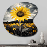 Yellow Brown Sunflower Field Emergent Sunflower II - Asymmetric Metal Wall Art