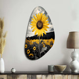 Yellow Brown Sunflower Field Emergent Sunflower II - Asymmetric Metal Wall Art