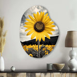 Yellow Brown Sunflower Field Emergent Sunflower II - Asymmetric Metal Wall Art