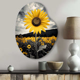 Yellow Brown Sunflower Field Emergent Sunflower II - Asymmetric Metal Wall Art