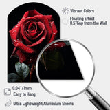 Red Black Rose Elegance I - Asymmetric Metal Wall Art