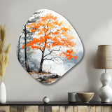 Orange And Grey Forest Autumn Elegance I - Asymmetric Metal Wall Art