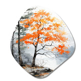 Orange And Grey Forest Autumn Elegance I - Asymmetric Metal Wall Art