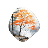 Orange And Grey Forest Autumn Elegance I - Asymmetric Metal Wall Art