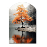 Orange And Grey Forest Autumn Elegance II - Asymmetric Metal Wall Art