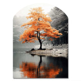 Orange And Grey Forest Autumn Elegance II - Asymmetric Metal Wall Art