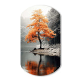 Orange And Grey Forest Autumn Elegance II - Asymmetric Metal Wall Art