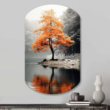 Orange And Grey Forest Autumn Elegance II - Asymmetric Metal Wall Art