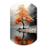 Orange And Grey Forest Autumn Elegance II - Asymmetric Metal Wall Art