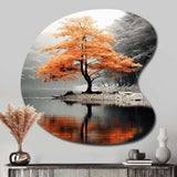 Orange And Grey Forest Autumn Elegance II - Asymmetric Metal Wall Art