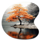 Orange And Grey Forest Autumn Elegance II - Asymmetric Metal Wall Art