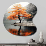 Orange And Grey Forest Autumn Elegance II - Asymmetric Metal Wall Art