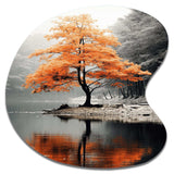 Orange And Grey Forest Autumn Elegance II - Asymmetric Metal Wall Art