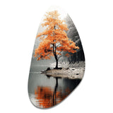 Orange And Grey Forest Autumn Elegance II - Asymmetric Metal Wall Art