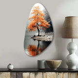 Orange And Grey Forest Autumn Elegance II - Asymmetric Metal Wall Art