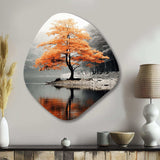 Orange And Grey Forest Autumn Elegance II - Asymmetric Metal Wall Art