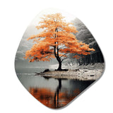 Orange And Grey Forest Autumn Elegance II - Asymmetric Metal Wall Art