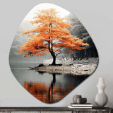 Orange And Grey Forest Autumn Elegance II - Asymmetric Metal Wall Art