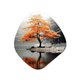 Orange And Grey Forest Autumn Elegance II - Asymmetric Metal Wall Art