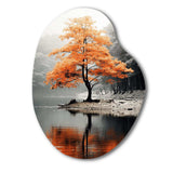 Orange And Grey Forest Autumn Elegance II - Asymmetric Metal Wall Art