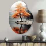 Orange And Grey Forest Autumn Elegance II - Asymmetric Metal Wall Art