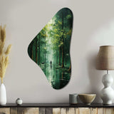 Solitude In Forest Of Emerald II - Asymmetric Metal Wall Art