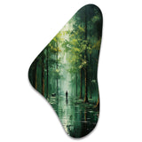 Solitude In Forest Of Emerald II - Asymmetric Metal Wall Art