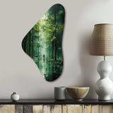 Solitude In Forest Of Emerald II - Asymmetric Metal Wall Art