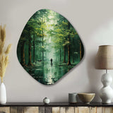 Solitude In Forest Of Emerald II - Asymmetric Metal Wall Art