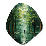 Solitude In Forest Of Emerald II - Asymmetric Metal Wall Art