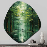 Solitude In Forest Of Emerald II - Asymmetric Metal Wall Art