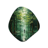 Solitude In Forest Of Emerald II - Asymmetric Metal Wall Art