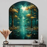 Solitude In Forest Of Emerald I - Asymmetric Metal Wall Art