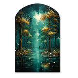 Solitude In Forest Of Emerald I - Asymmetric Metal Wall Art