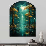 Solitude In Forest Of Emerald I - Asymmetric Metal Wall Art