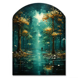 Solitude In Forest Of Emerald I - Asymmetric Metal Wall Art