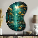 Solitude In Forest Of Emerald I - Asymmetric Metal Wall Art