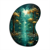 Solitude In Forest Of Emerald I - Asymmetric Metal Wall Art