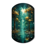 Solitude In Forest Of Emerald I - Asymmetric Metal Wall Art