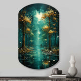 Solitude In Forest Of Emerald I - Asymmetric Metal Wall Art